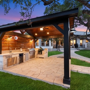 Covered outdoor kitchen